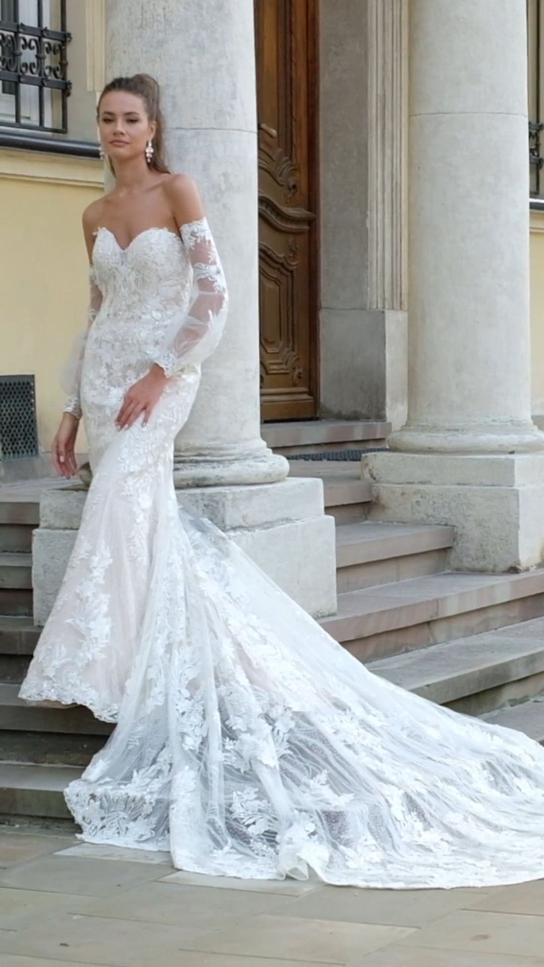 Moonlight Couture H1490 on trend couture lace wedding dresses and beaded wedding dresses