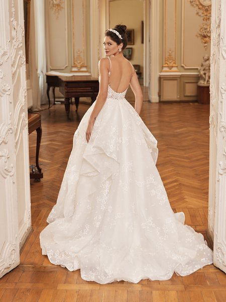 Deep Illusion V-Back Cascading A-Line with Chapel Train Moonlight Couture H1502 Deep Illusion V-Back Cascading A-Line with Chapel Train Moonlight Couture H1502