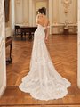 Moonlight Couture H1505 Elegant Illusion V-Back Shimmery Fabrics and Lace Appliques Mermaid with Semi-Cathedral Train Moonlight Couture H1505 Elegant Illusion V-Back Shimmery Fabrics and Lace Appliques Mermaid with Semi-Cathedral Train