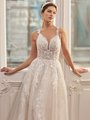 Sweetheart with Illusion Inset and Lace Straps Unlined Bodice Full A-Line Wedding Gown Moonlight Couture H1510