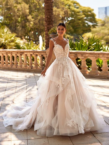 Moonlight Couture H1521 romantic lace wedding dresses with sleeves and beading make a statement. Moonlight Couture H1521 romantic lace wedding dresses with sleeves and beading make a statement.