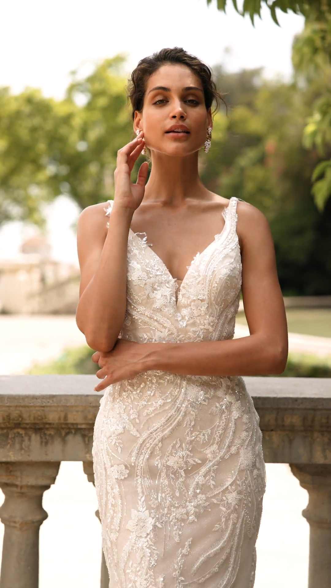 Moonlight Couture H1525 on trend couture lace wedding dresses and beaded wedding dresses