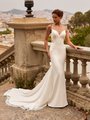 Moonlight Couture H1526 Deep Sweetheart with Straps Crepe and Mixed Lace Mermaid Moonlight Couture H1526 Deep Sweetheart with Straps Crepe and Mixed Lace Mermaid