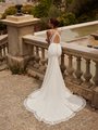 Moonlight Couture H1526 Eye Catching Illusion Keyhole Back Chantilly Lace and Crepe Mermaid with Cutout Lace Train Moonlight Couture H1526 Eye Catching Illusion Keyhole Back Chantilly Lace and Crepe Mermaid with Cutout Lace Train