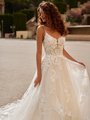 Moonlight Couture H1528 Sexy Unlined Soft Scoop Neck with Beaded Straps Full A-Line Wedding Dress