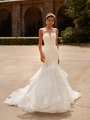Moonlight Couture H1531 Sexy Strapless Straight Neckline with Illusion Inset Mermaid with Net Cascases