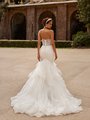 Moonlight Couture H1531 Open Illusion Back with Half Lace-Up Tie Mermaid with Horsehair Trim Chapel Cascades Train