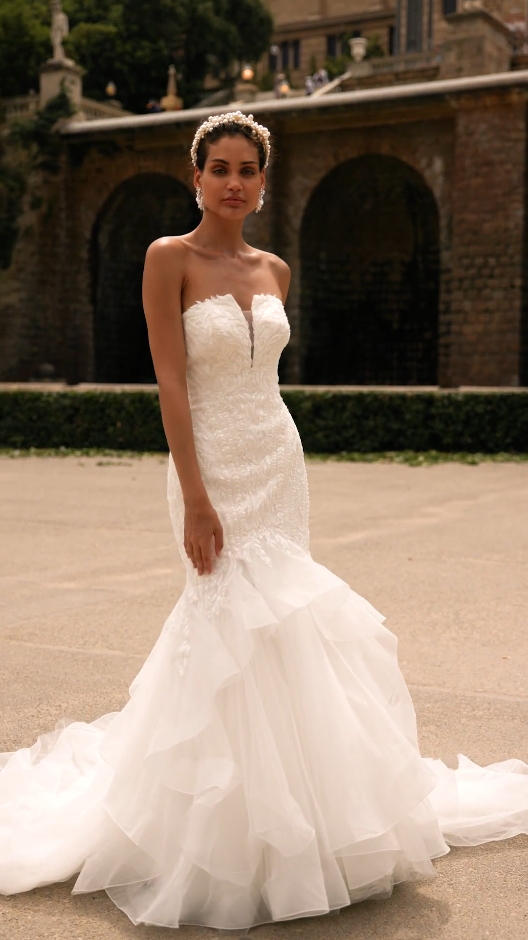 Moonlight Couture H1531 on trend couture lace wedding dresses and beaded wedding dresses