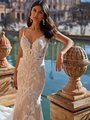 Moonlight Couture H1545 Deep Sweetheart with Beaded Straps and Illusion Side Cutout Mermaid Wedding Dress