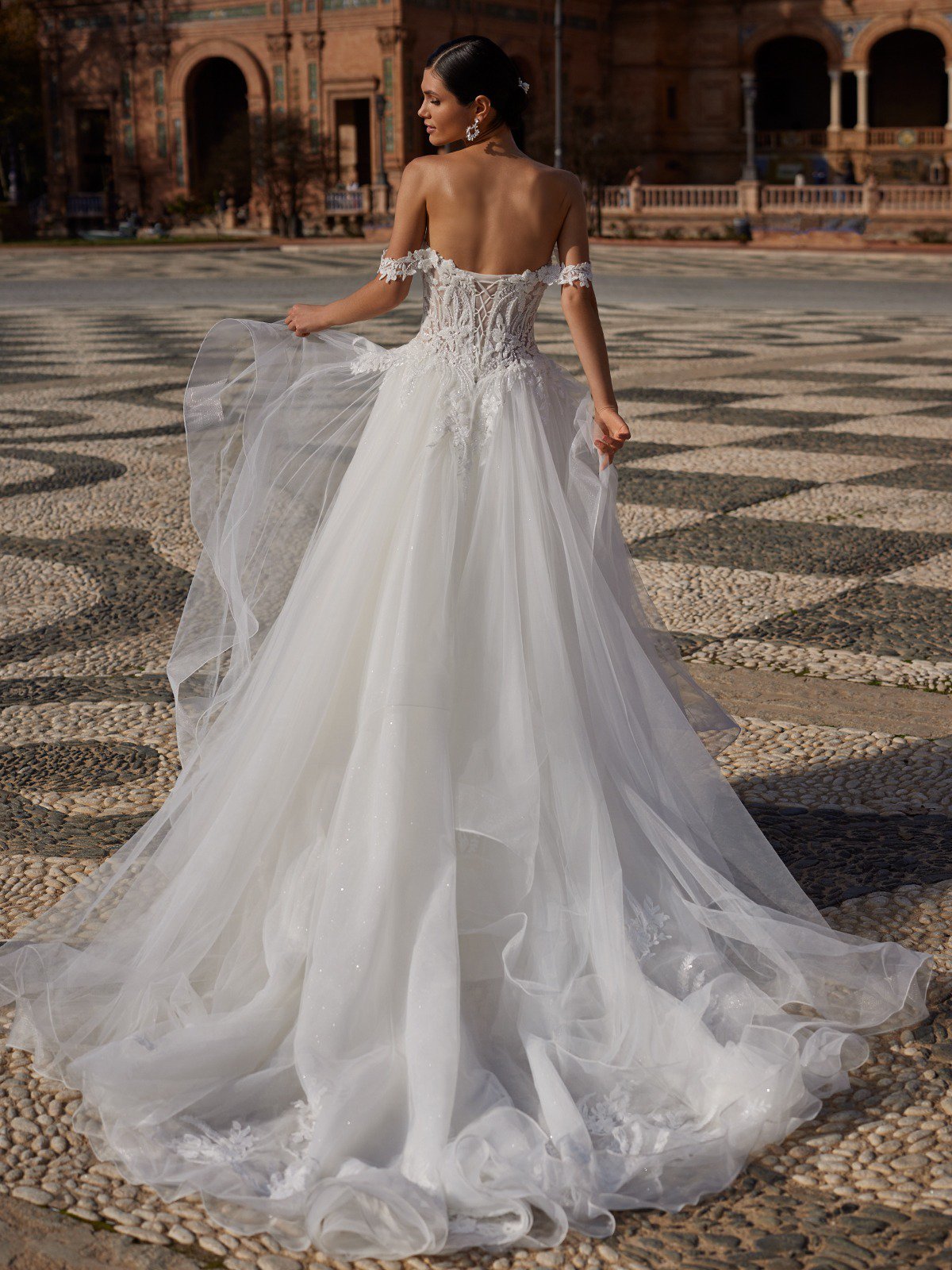 Sweetheart A-line Gown With Sleeves and a Cascading Skirt