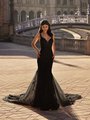 Moonlight Couture H1549B Trendy Black Wedding Dress Featuring Sweetheart Neckline and Lace Appliques Mermaid Wedding Gown 