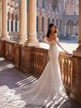 Moonlight Couture H1550 Elegant Open Illusion Back Mermaid with Eyelash Hem Semi-Cathedral Train