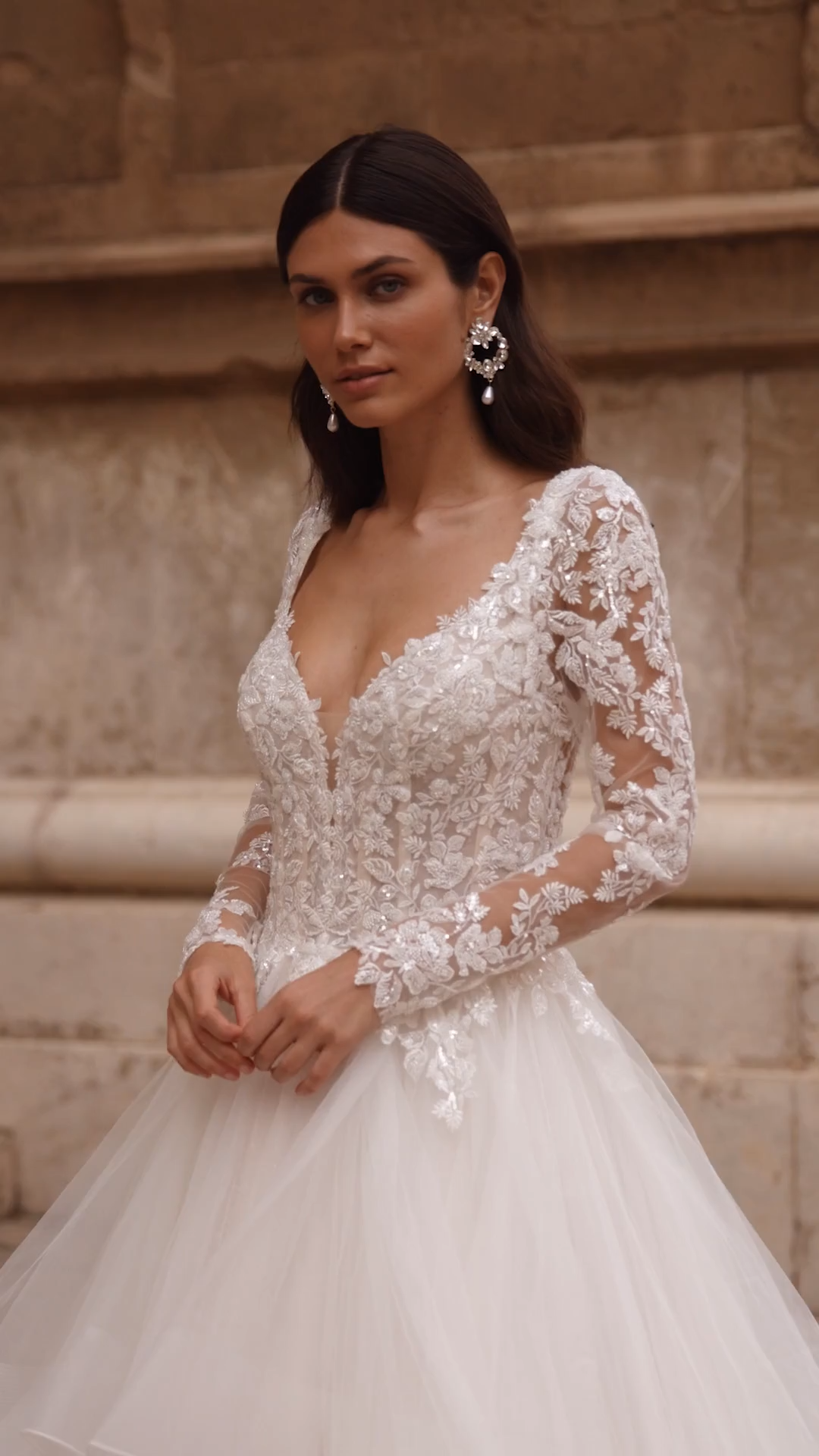 Moonlight Couture H1565 on trend couture lace wedding dresses and beaded wedding dresses