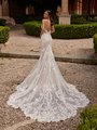Illusion Lace Shaped Train Mermaid Wedding Dress With Lace Straps