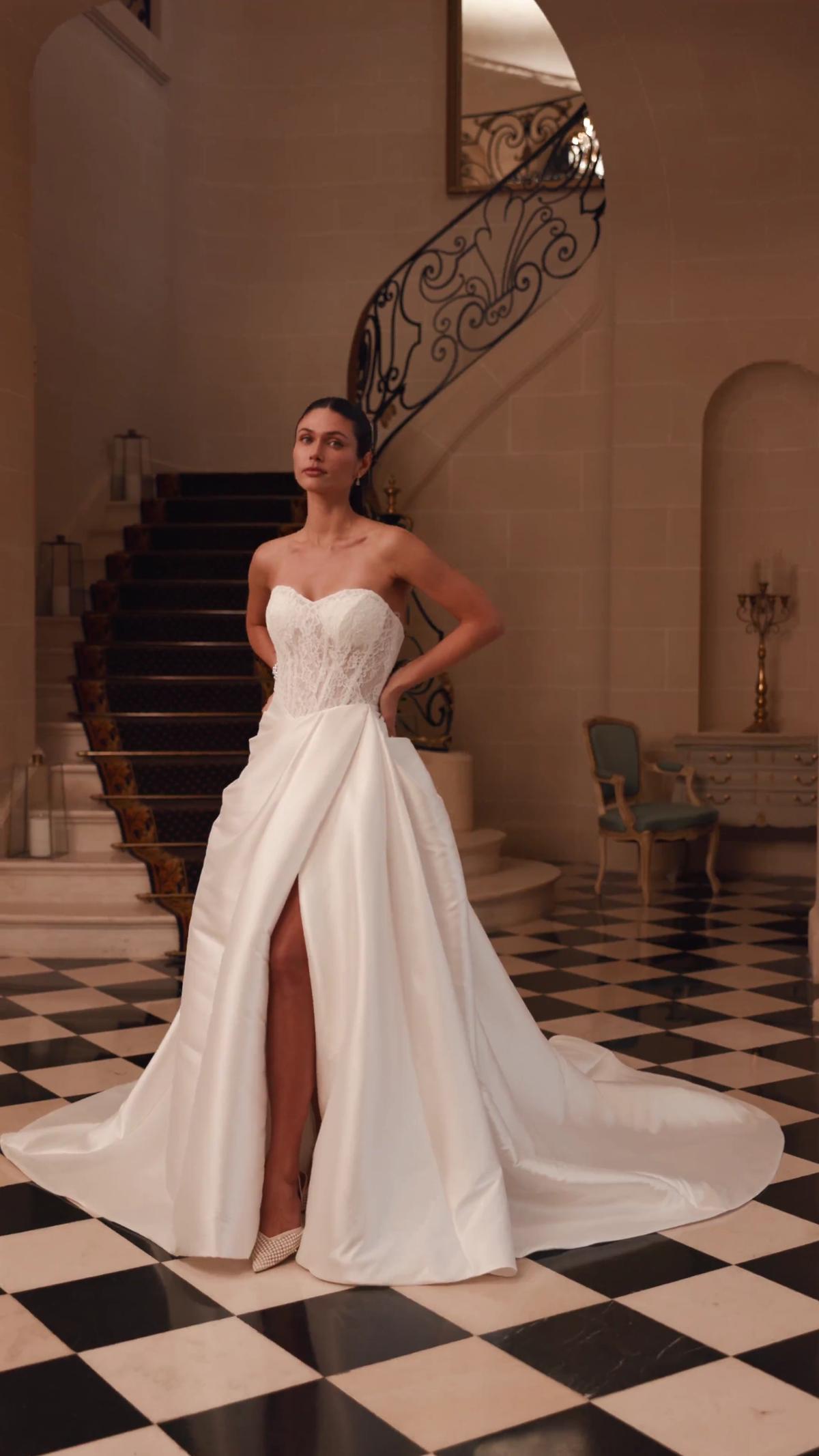 Moonlight Couture H1656 on trend couture lace wedding dresses and beaded wedding dresses