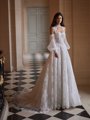 Moonlight Couture H1657 romantic lace wedding dresses with sleeves and beading make a statement. Moonlight Couture H1657 romantic lace wedding dresses with sleeves and beading make a statement.