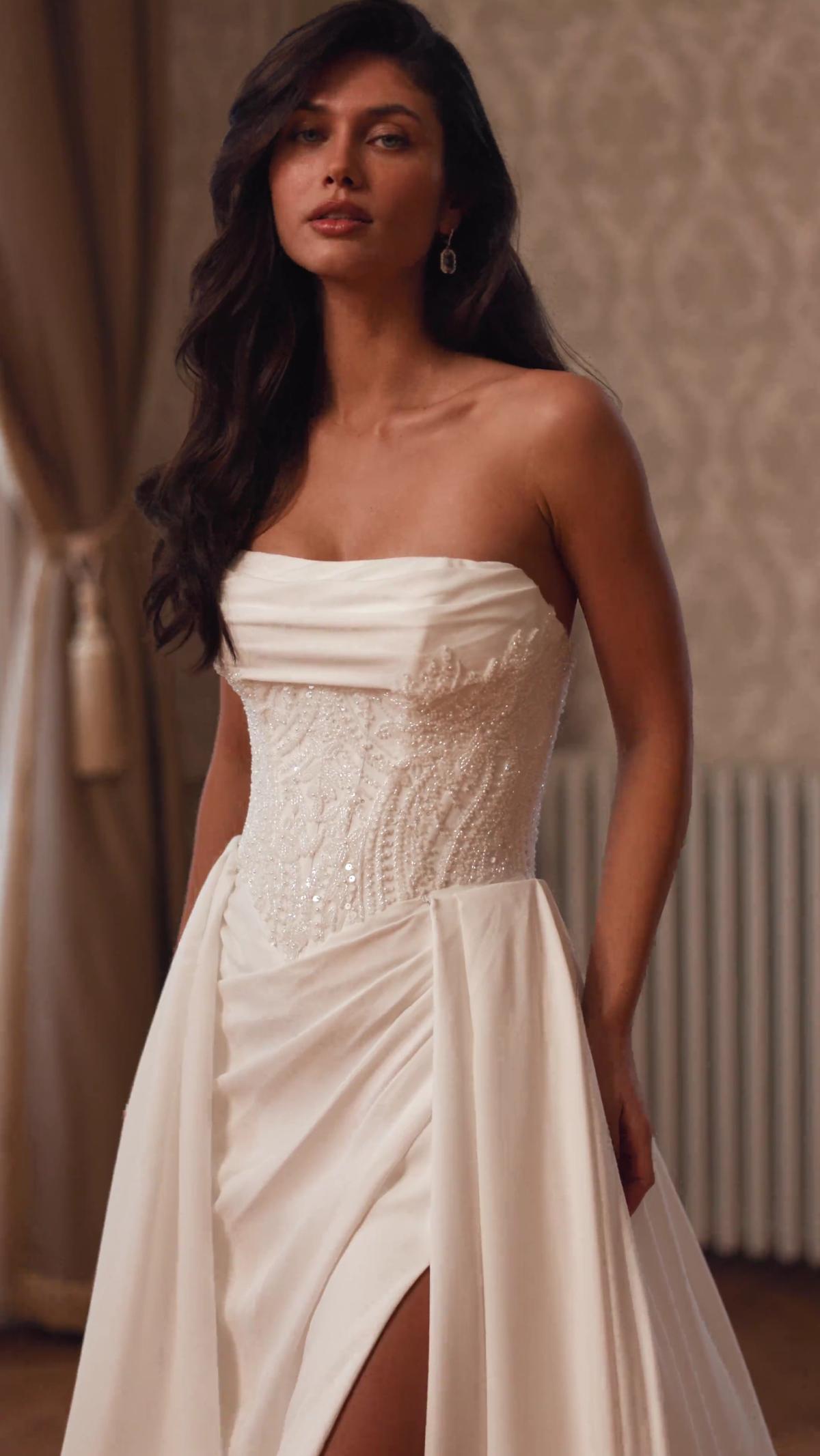 Moonlight Couture H1658 on trend couture lace wedding dresses and beaded wedding dresses