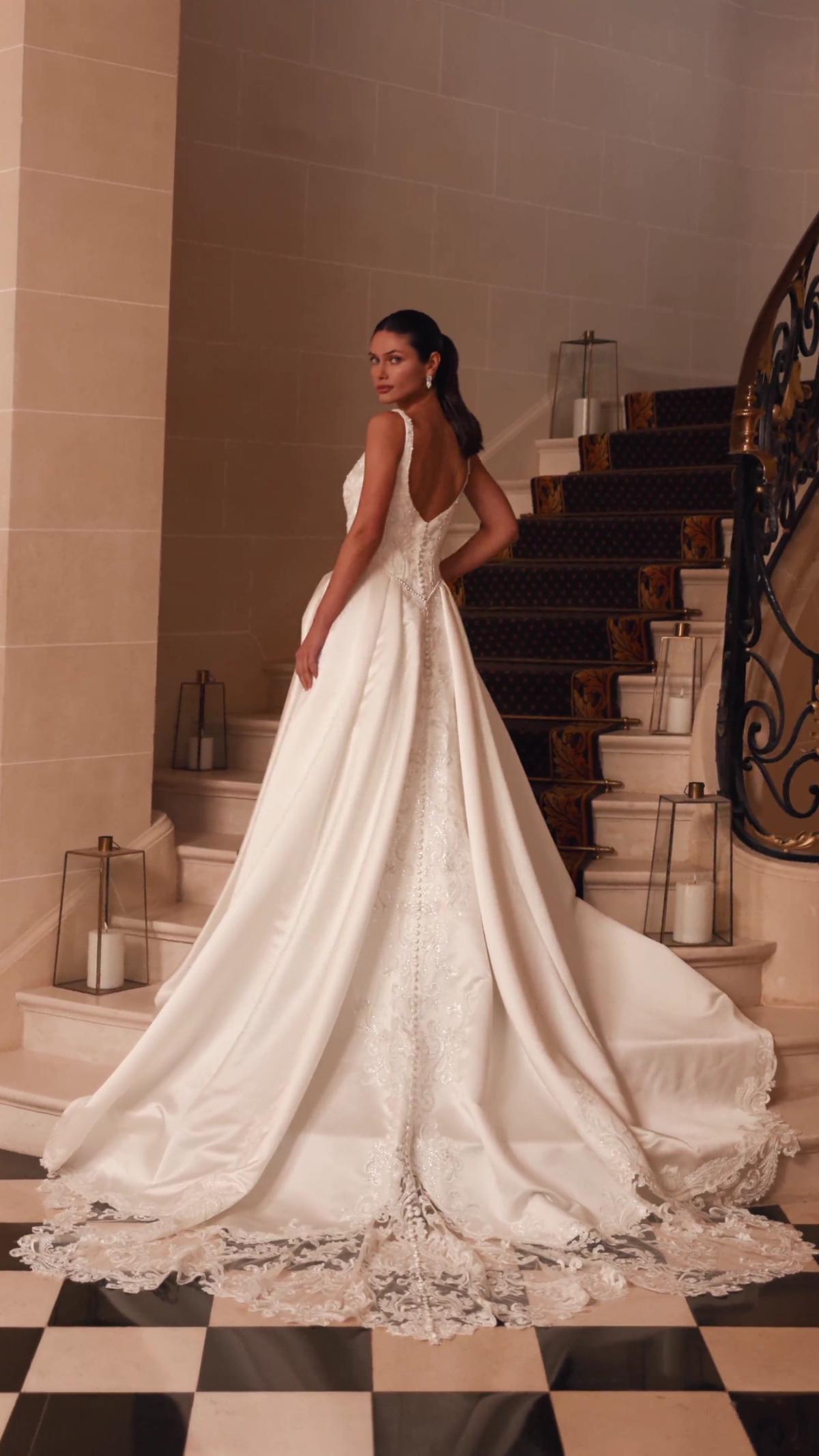 Moonlight Couture H1659 on trend couture lace wedding dresses and beaded wedding dresses