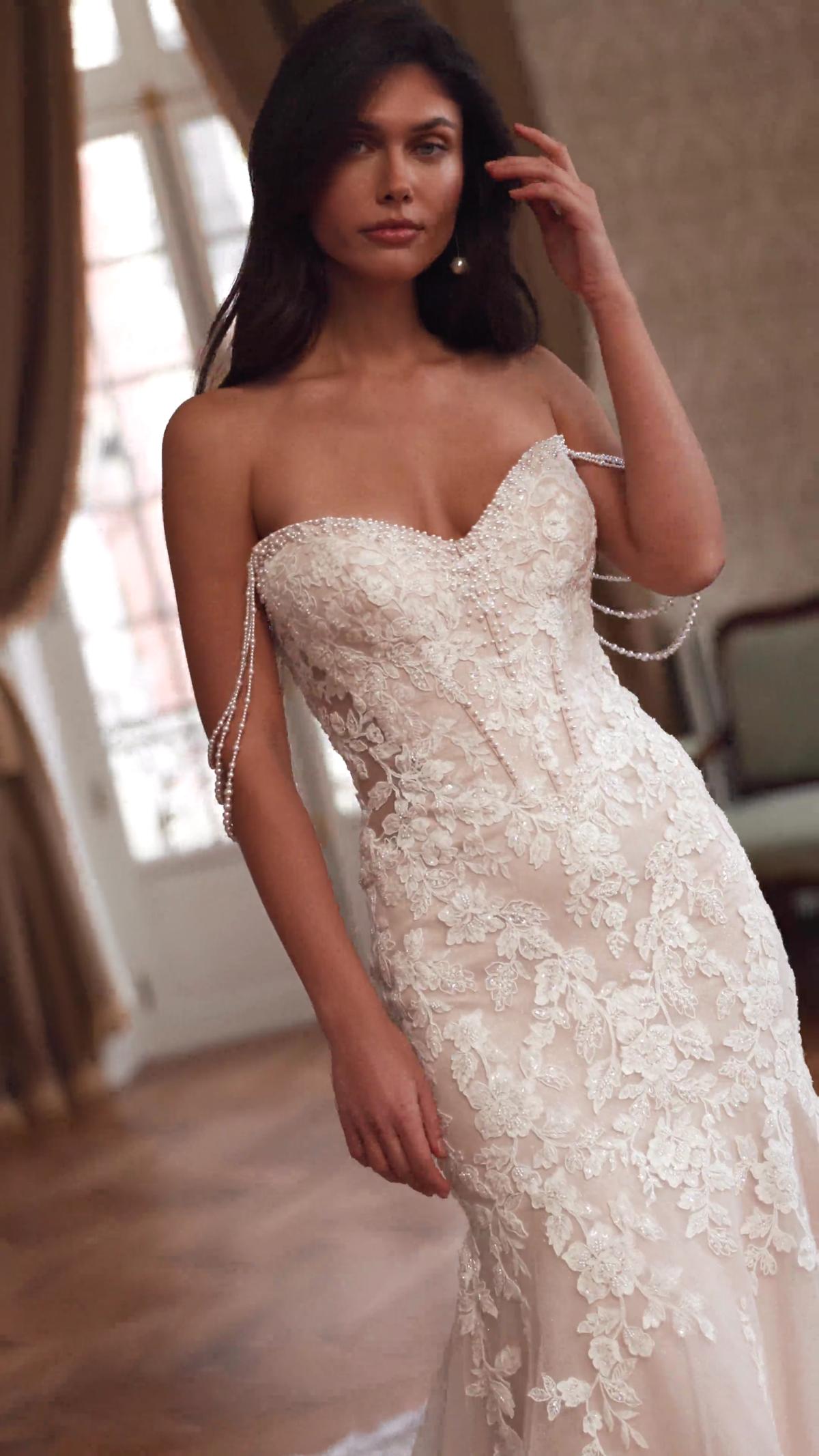 Moonlight Couture H1660 on trend couture lace wedding dresses and beaded wedding dresses