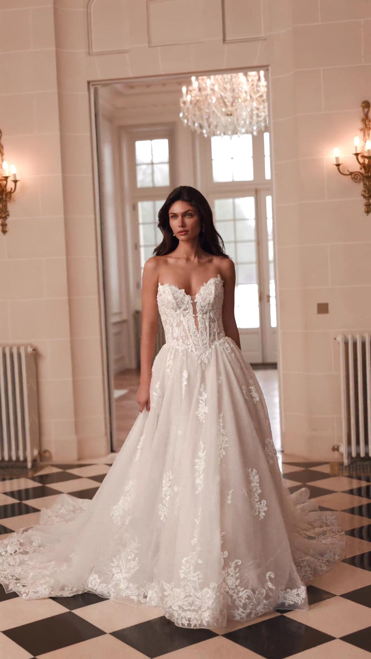 Moonlight Couture H1661 on trend couture lace wedding dresses and beaded wedding dresses