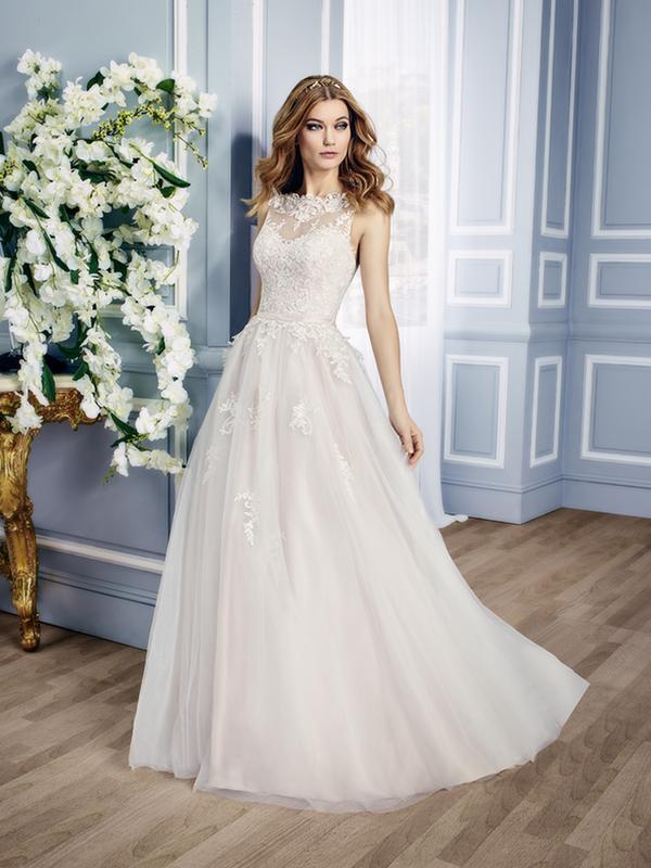 Moonlight Collection J6431 whimsical illusion lace ball gown with embroidered appliques Moonlight Collection J6431 whimsical illusion lace ball gown with embroidered appliques