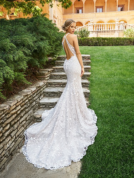 Moonlight Collection J6544 sexy embroidered lace mermaid wedding dress with low key hole back Moonlight Collection J6544 sexy embroidered lace mermaid wedding dress with low key hole back