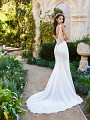 Moonlight Collection J6574A stretchy unlined illusion low V-back wedding gown with lace chapel train Moonlight Collection J6574A stretchy unlined illusion low V-back wedding gown with lace chapel train