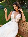 Moonlight Collection J5878A flowing romantic lace A-line wedding gown with sexy unlined illusion bateau bodice Moonlight Collection J5878A flowing romantic lace A-line wedding gown with sexy unlined illusion bateau bodice
