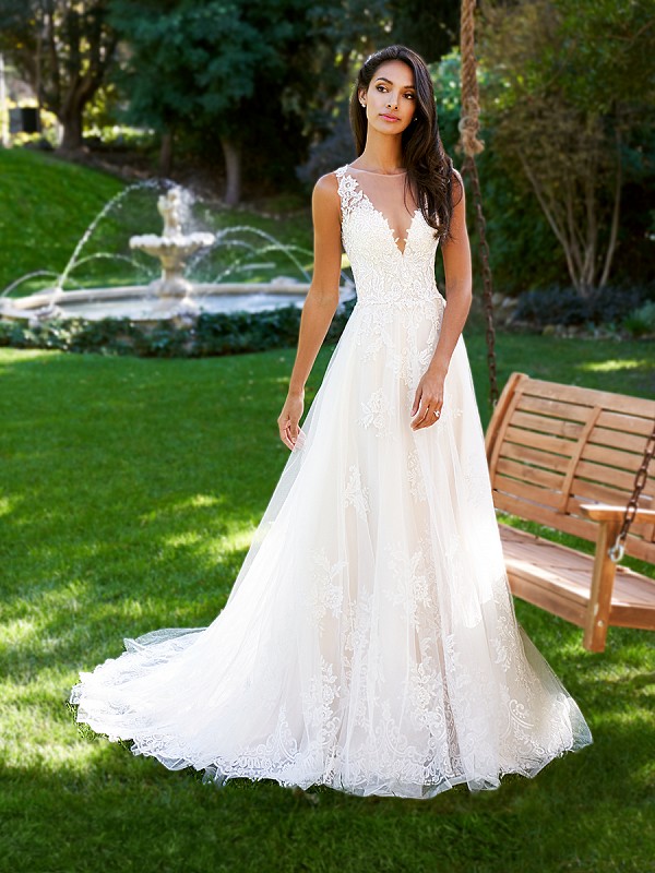 Moonlight Collection J6578B V-neck A-line lace wedding dress Moonlight Collection J6578B V-neck A-line lace wedding dress