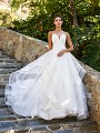Moonlight Collection J6581B cascading ruffle A-line wedding gown with spaghetti straps Moonlight Collection J6581B cascading ruffle A-line wedding gown with spaghetti straps