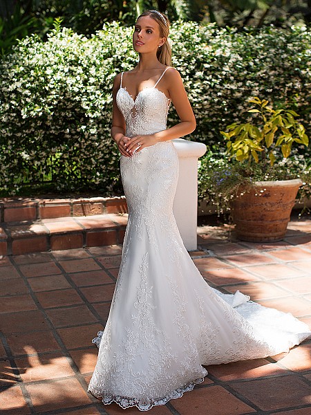 Moonlight Collection J6708 lace mermaid with illusion sweetheart neckline and straps Moonlight Collection J6708 lace mermaid with illusion sweetheart neckline and straps