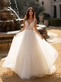 Moonlight Collection J6741 beautiful unlined deep V-neck ball gown with horsehair trim hem
