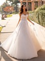 Moonlight Collection J6744 lace appliques over unlined bodice A-line wedding gown with sweetheart neckline Moonlight Collection J6744 lace appliques over unlined bodice A-line wedding gown with sweetheart neckline