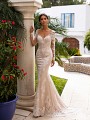 Moonlight Collection J6746 deep V-neck mermaid gown with lace appliques and long sleeves Moonlight Collection J6746 deep V-neck mermaid gown with lace appliques and long sleeves