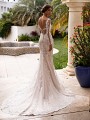 Moonlight Collection J6746 eye-catching illusion V-back with hem lace chapel train