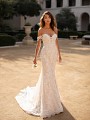 Moonlight Collection J6750 classy mermaid bridal gown with lace appliques over Chantilly lace fabric with sweetheart neckline Moonlight Collection J6750 classy mermaid bridal gown with lace appliques over Chantilly lace fabric with sweetheart neckline