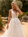 Moonlight Collection J6778 deep sweetheart wedding dress with illusion inset and floral lace straps 