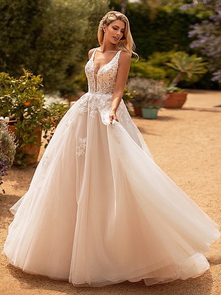 Moonlight Collection J6778 feminine sparkly tulle and lace wedding ball gown 