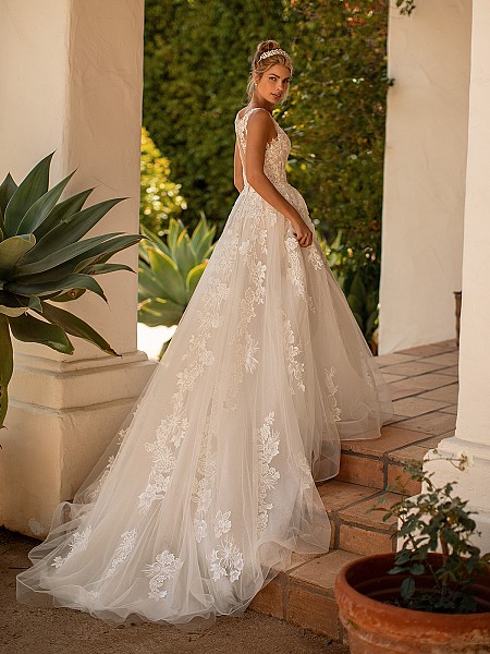 Moonlight Collection J6779 shimmering tulle wedding dress with beautiful chapel train Moonlight Collection J6779 shimmering tulle wedding dress with beautiful chapel train