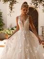 Moonlight Collection J6781 deep V-neck A-line wedding gown with illusion inset and lace straps 