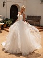 Moonlight Collection J6782 cascading floral sparkle tulle wedding dress with sweetheart neckline and thin straps 