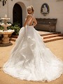 Moonlight Collection J6782 keyhole illusion back wedding dress with floral sparkle cascading tulle skirt 