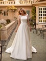 Classic Satin A-line Wedding Dress With Illusion Sparkly Lace Sleeves Moonlight Collection J6792 Classic Satin A-line Wedding Dress With Illusion Sparkly Lace Sleeves Moonlight Collection J6792