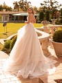 Floral Beaded Criss Cross Back Wedding Dress With Tulle Cascade A-line Skirt Moonlight Collection J6794