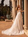 Illusion Back A-line Wedding Dress With Swag Sleeves and Sparkle Net Moonlight Collection J6795 Illusion Back A-line Wedding Dress With Swag Sleeves and Sparkle Net Moonlight Collection J6795