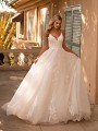Romantic Shimmer Net Full A-line Wedding Dress With Floral Lace Moonlight Collection J6801