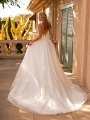 Low Illusion Beaded Back Full A-line Wedding Dress With Lace and Shimmer Net Moonlight Collection J6801