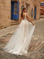 Moonlight Collection J6811 sexy beaded trim deep V-back boho-inspired tulle A-line bridal gown Moonlight Collection J6811 sexy beaded trim deep V-back boho-inspired tulle A-line bridal gown