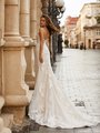 Moonlight Collection J6812 sophisticated deep illusion V-back trumpet gown with beaded lace appliques and lace trimmed chapel train Moonlight Collection J6812 sophisticated deep illusion V-back trumpet gown with beaded lace appliques and lace trimmed chapel train