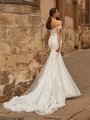 Moonlight Collection J6813 sexy all lace mermaid bridal gown with buttons along zipper and horsehair trimmed chapel train Moonlight Collection J6813 sexy all lace mermaid bridal gown with buttons along zipper and horsehair trimmed chapel train